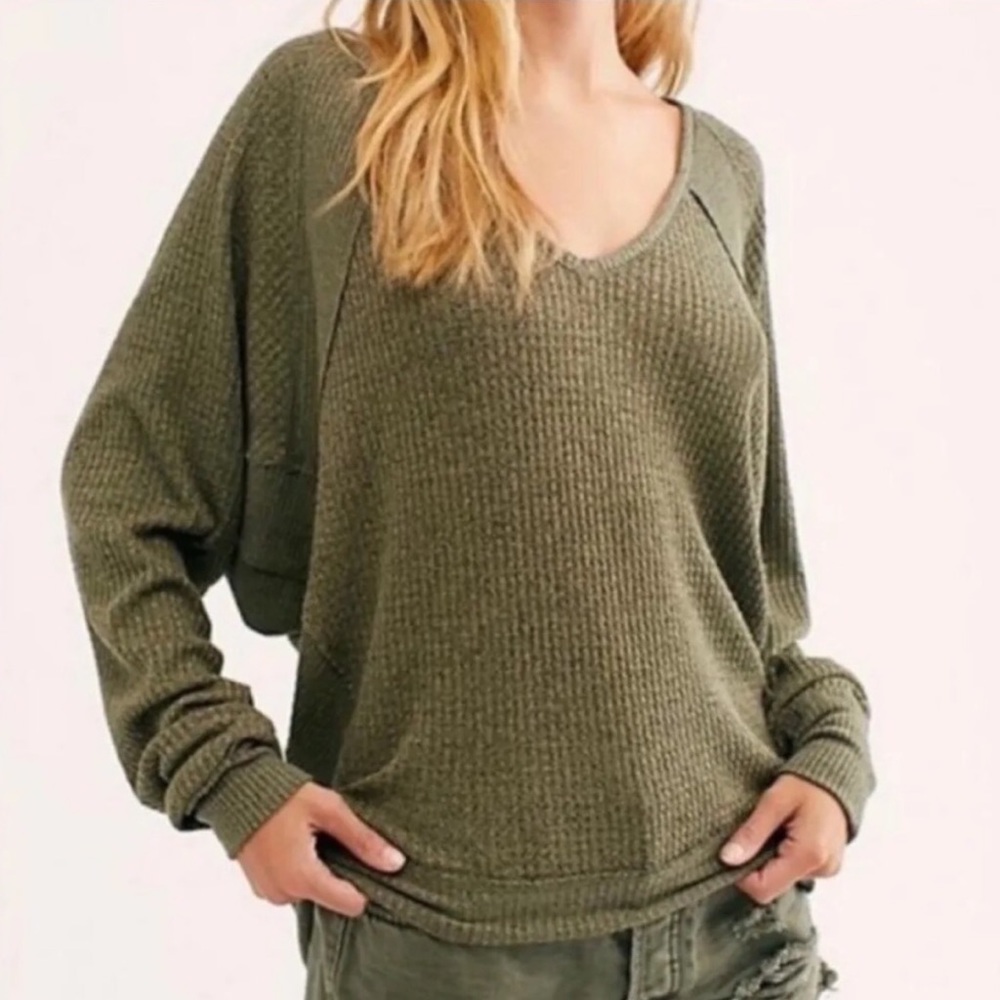 NWT Free People Santa Clara Thermal Top In Ferngully - Picture 2 of 4
